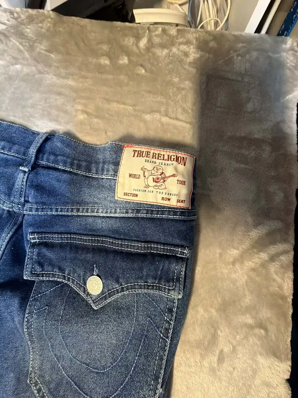 True Religion Geno Sn Flap Slim Jeans Medium Harmonious Wash Size 32